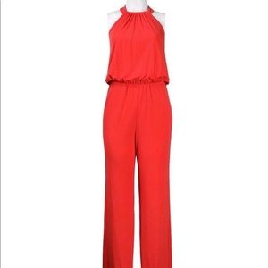 Jessica Simpson Orange Halter Neck Jersey Jumpsuit